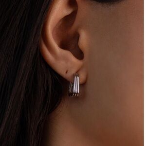 925 sterling  Silver Rectangle Hoop Earrings